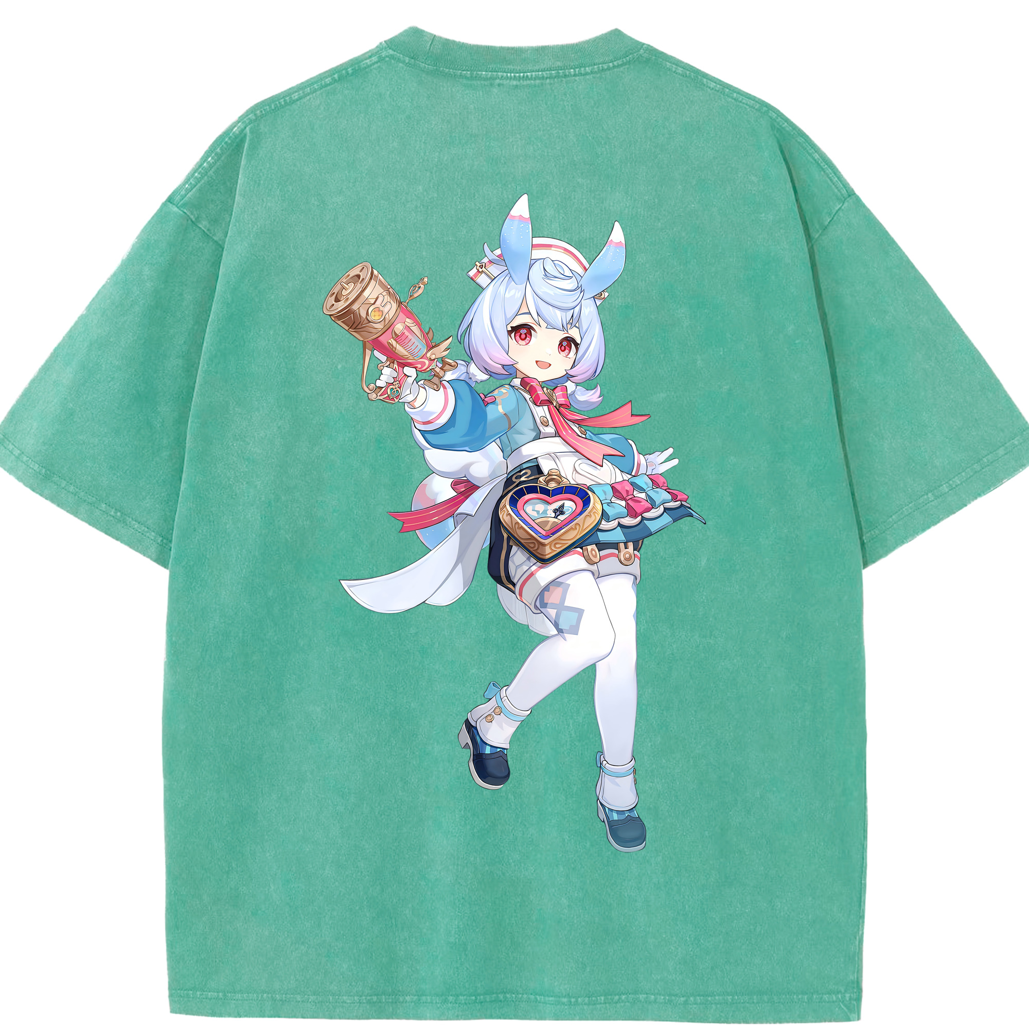 げんし神 シゲウィン genshin Shigewin 綿100% ヴィンテージ風 半袖Tシャツ（背面プリント）